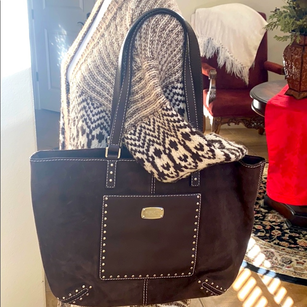 Michael Kors brown suede tote 👜